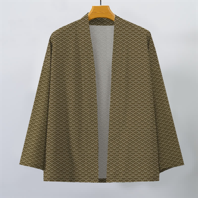 Buddha Stones Kimono aus Baumwolle mit japanischem Meereswellenmuster und offener Vorderseite für Herren - image 7