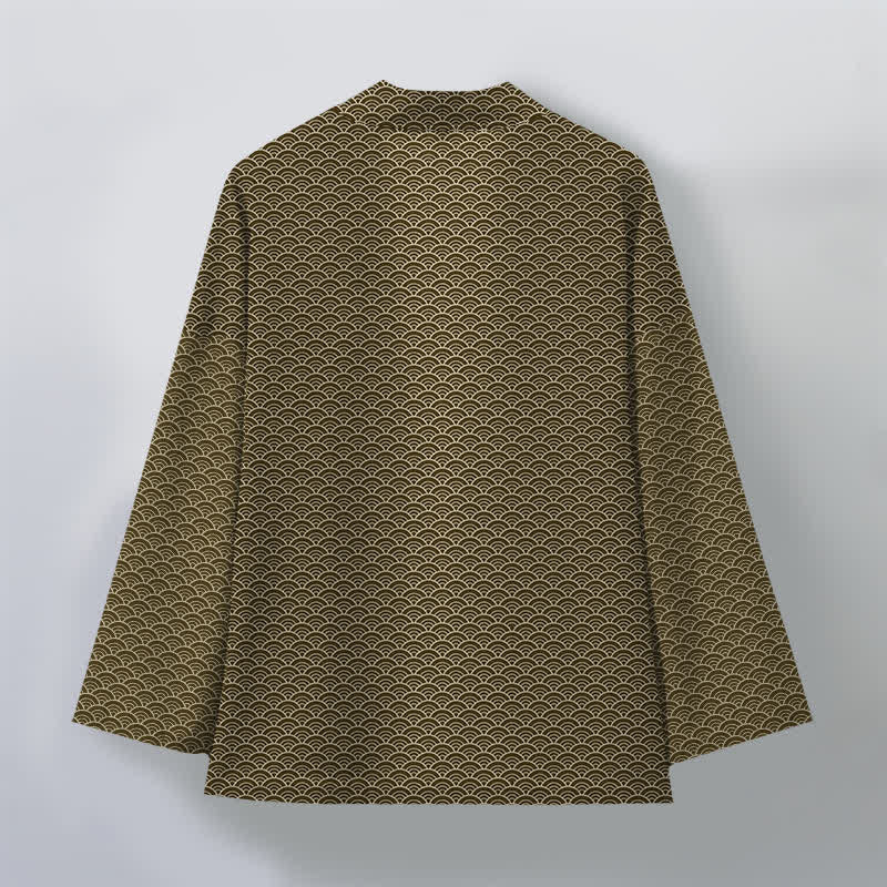 Buddha Stones Kimono aus Baumwolle mit japanischem Meereswellenmuster und offener Vorderseite für Herren - image 8