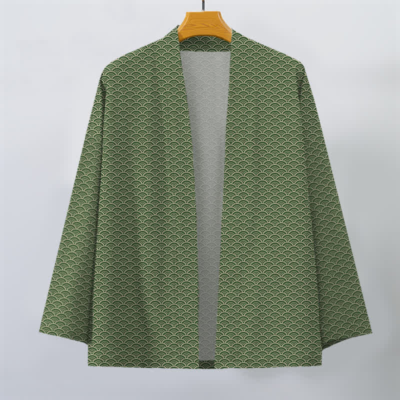 Buddha Stones Kimono aus Baumwolle mit japanischem Meereswellenmuster und offener Vorderseite für Herren - image 10