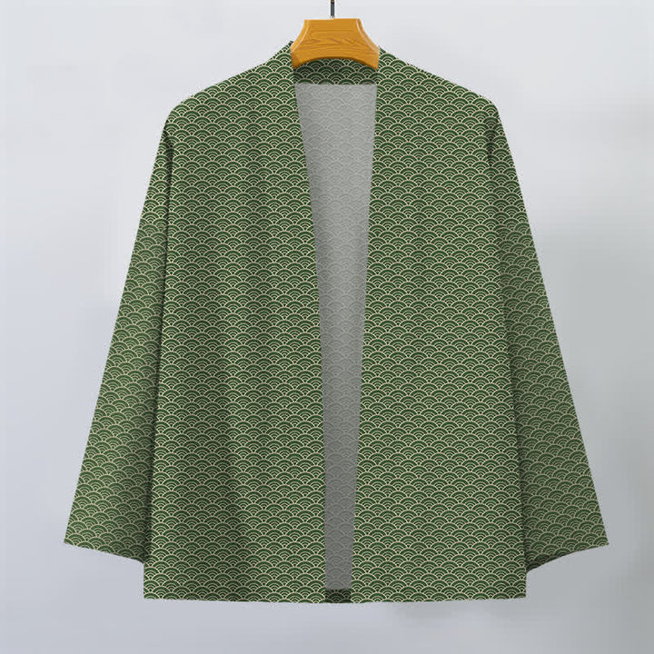 Buddha Stones Kimono aus Baumwolle mit japanischem Meereswellenmuster und offener Vorderseite für Herren - image 10