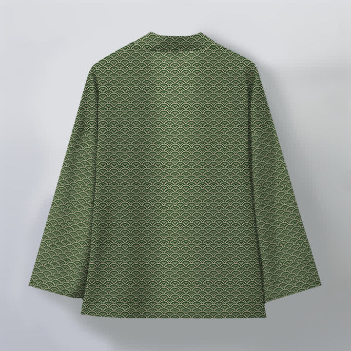 Buddha Stones Kimono aus Baumwolle mit japanischem Meereswellenmuster und offener Vorderseite für Herren - image 11