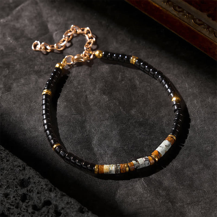 Buddha Stones Schwarzes Onyx- und Türkis-Schutzperlenarmband - image 2