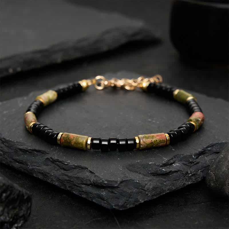 Buddha Stones Vintage Armband aus Unakit und Hämatit mit Kupferakzenten - image 1