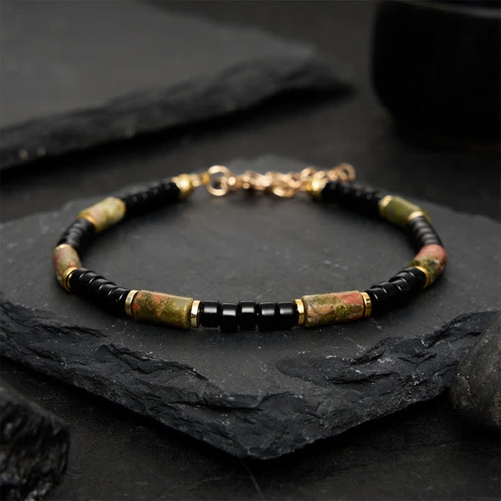 Buddha Stones Vintage Armband aus Unakit und Hämatit mit Kupferakzenten - image 1