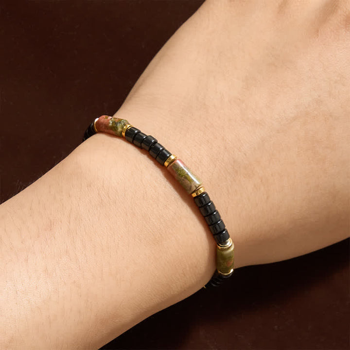 Buddha Stones Vintage Armband aus Unakit und Hämatit mit Kupferakzenten - image 3