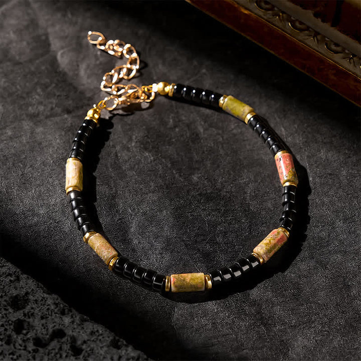 Buddha Stones Vintage Armband aus Unakit und Hämatit mit Kupferakzenten - image 2
