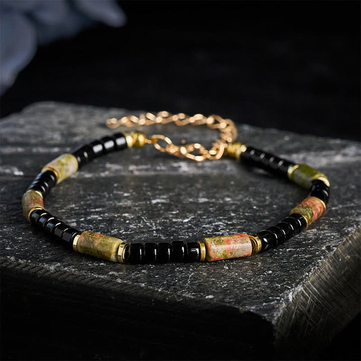 Buddha Stones Vintage Armband aus Unakit und Hämatit mit Kupferakzenten - Unakit & Hämatit (Handgelenkumfang: 18–20 cm) - image 0