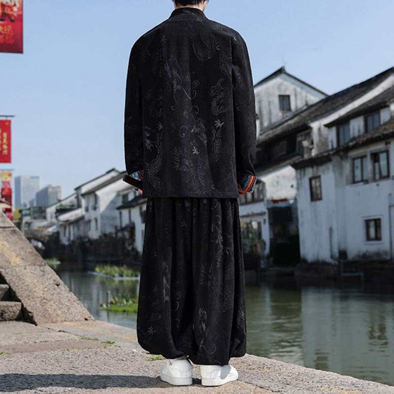 Buddha Stones Herbst Winter Tang Style Vintage Mandarin Collar Frog Button Abstract Cotton Shirt Pants Men's Meditation Cloth With Pockets - image 15
