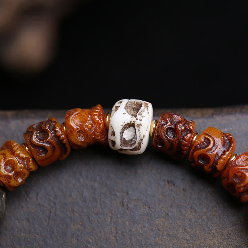 Buddha Stones Tibetisches handgeschnitztes Knochenperlen-Armband „Herr der Leichen“ – Waldschutz - image 2