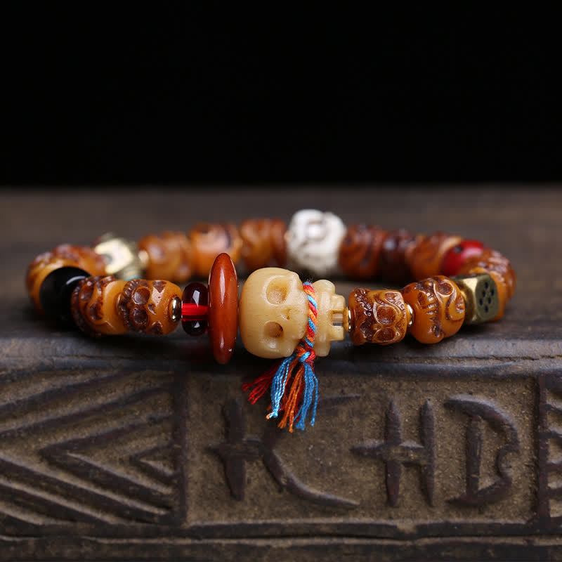 Buddha Stones Tibetisches handgeschnitztes Knochenperlen-Armband „Herr der Leichen“ – Waldschutz - image 1
