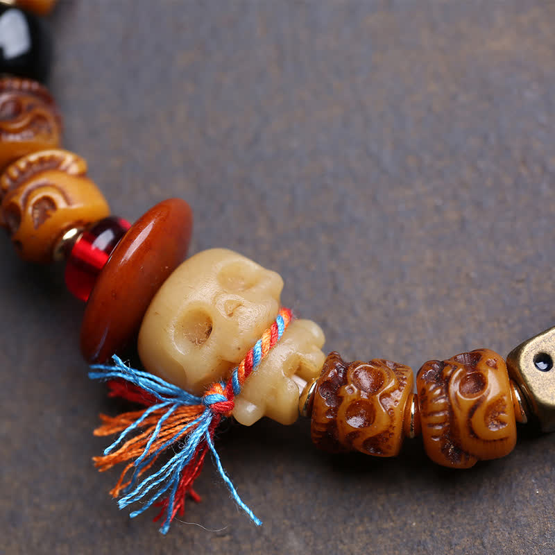 Buddha Stones Tibetisches handgeschnitztes Knochenperlen-Armband „Herr der Leichen“ – Waldschutz - image 3