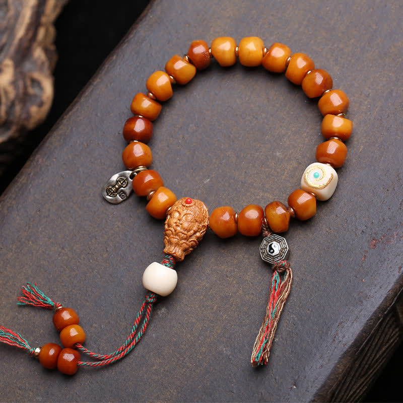 Buddha Stones Armband aus Knochenperlen – Herr des Leichenwaldes – Stärke und Schutz - Bagua-Quastenstil - 10×7mm - image 6
