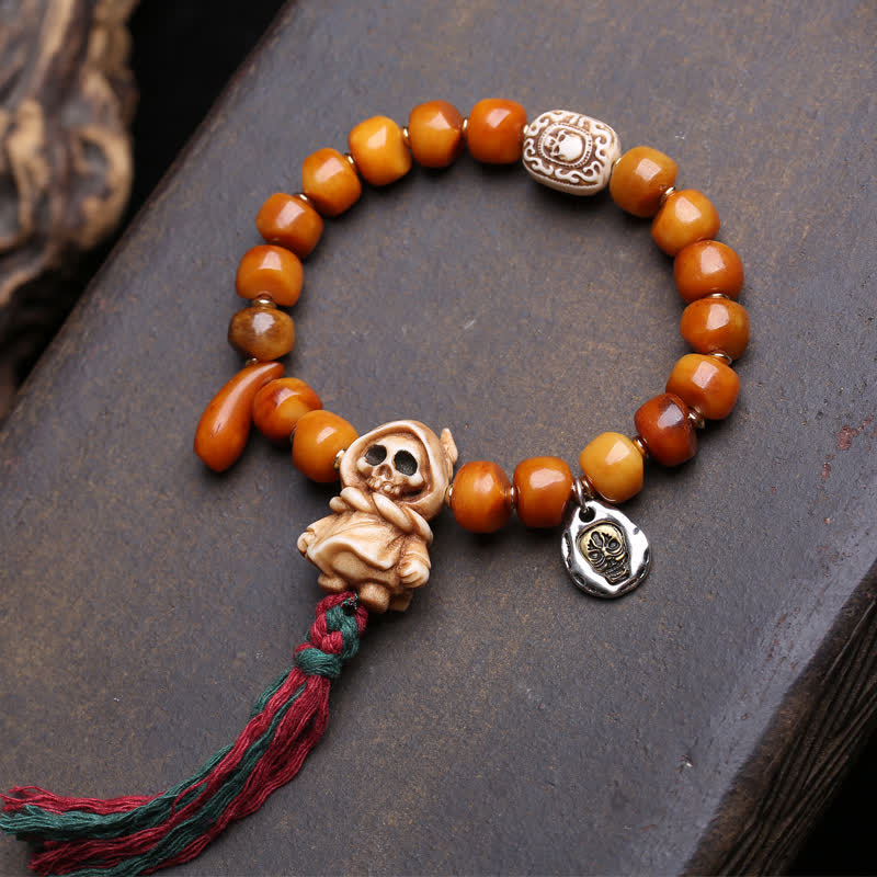 Buddha Stones Armband aus Knochenperlen – Herr des Leichenwaldes – Stärke und Schutz - Herr des Leichenwaldes - 10×7mm - image 0
