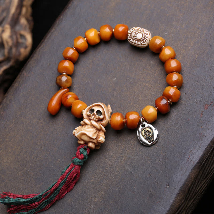 Buddha Stones Armband aus Knochenperlen – Herr des Leichenwaldes – Stärke und Schutz - Herr des Leichenwaldes - 10×7mm - image 0