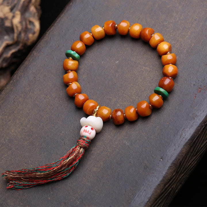 Buddha Stones Armband aus Knochenperlen – Herr des Leichenwaldes – Stärke und Schutz - Grüne Abstandshalterperlen - 10×7mm - image 5