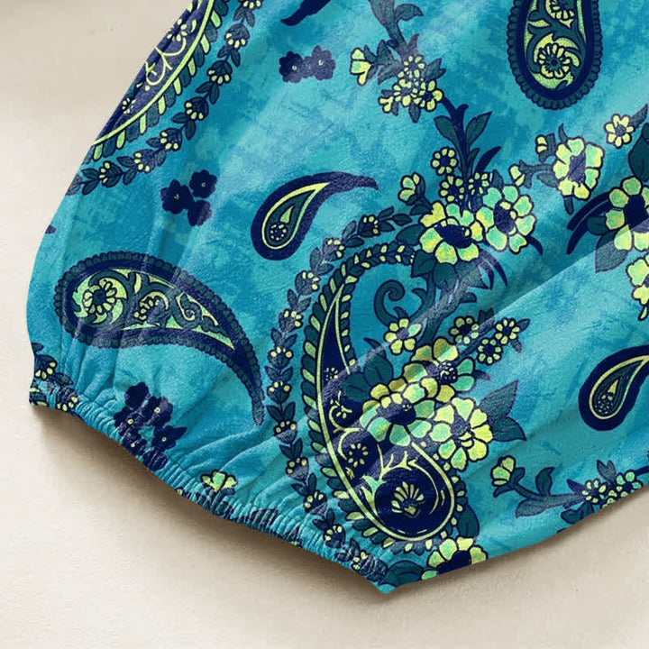 Buddha Stones Baumwoll-Haremshose für Damen mit Vintage-Paisley-Blumenmuster, elastischem Bund und Seitentaschen - image 6