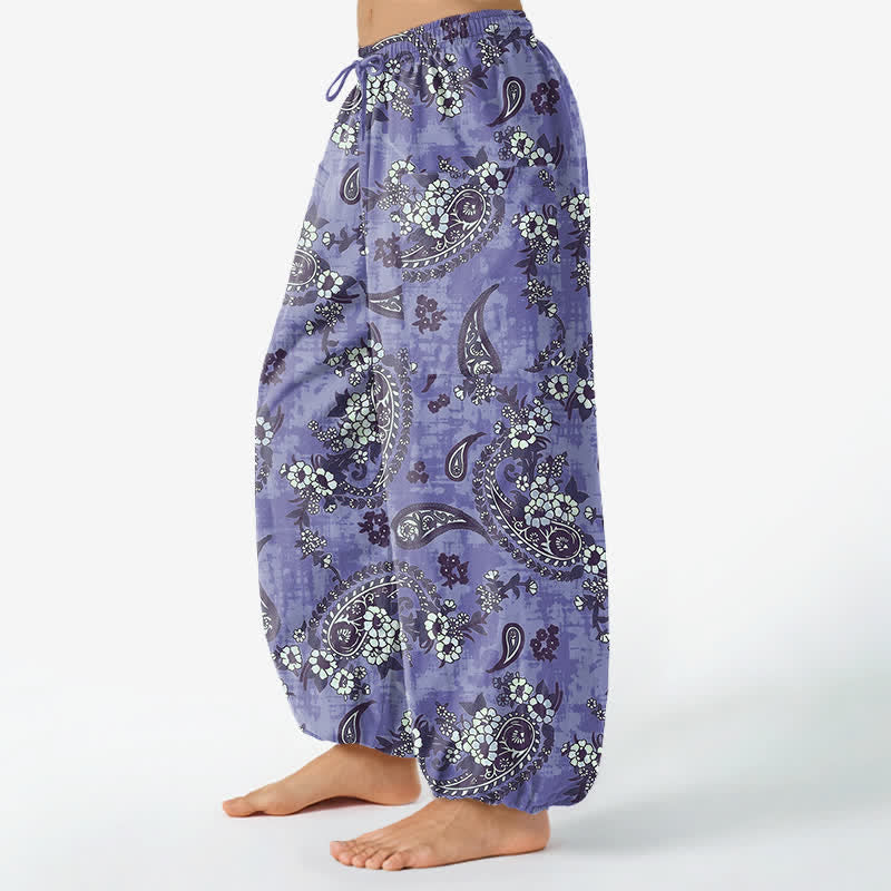 Buddha Stones Baumwoll-Haremshose für Damen mit Vintage-Paisley-Blumenmuster, elastischem Bund und Seitentaschen - image 11