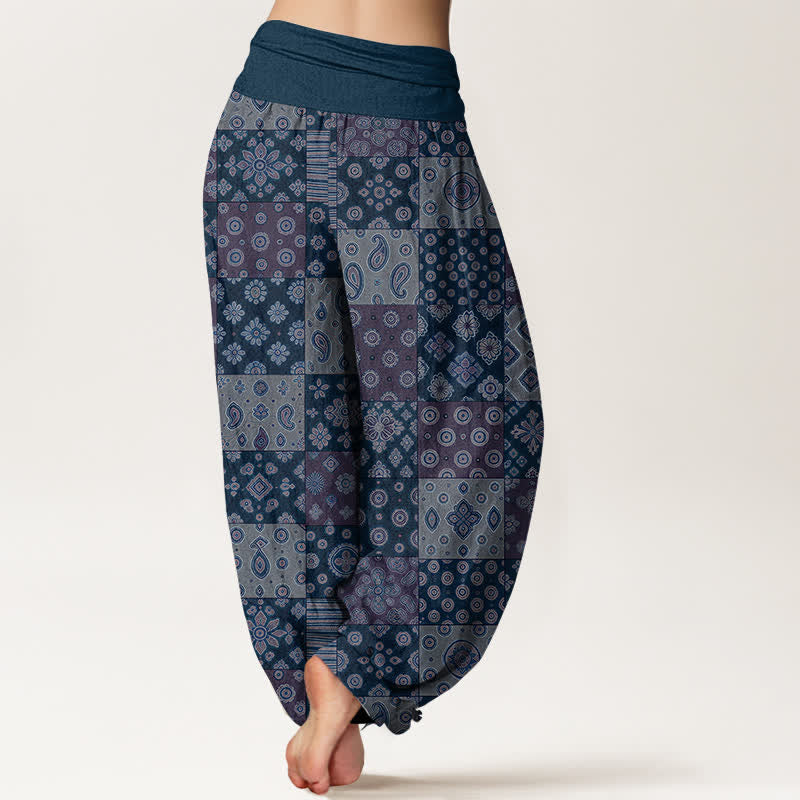Buddha Stones Baumwoll-Haremshose mit böhmischem Patchwork-Paisley-Muster und elastischem Bund für Damen - image 7