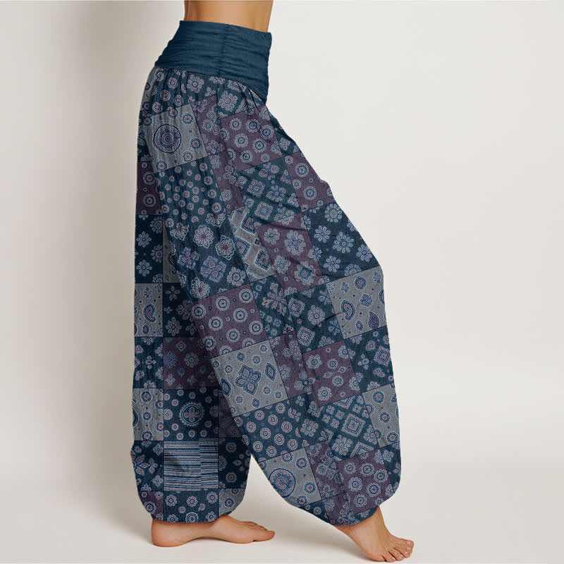 Buddha Stones Baumwoll-Haremshose mit böhmischem Patchwork-Paisley-Muster und elastischem Bund für Damen - image 6