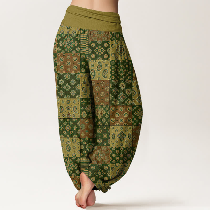 Buddha Stones Baumwoll-Haremshose mit böhmischem Patchwork-Paisley-Muster und elastischem Bund für Damen - image 10