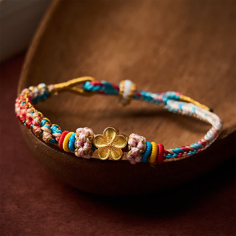 Buddha Stones Handgewebtes, mehrfarbiges Pfirsichblüten-Schutzseilarmband - Rosa (Handgelenkumfang: 15-19 cm) - image 0