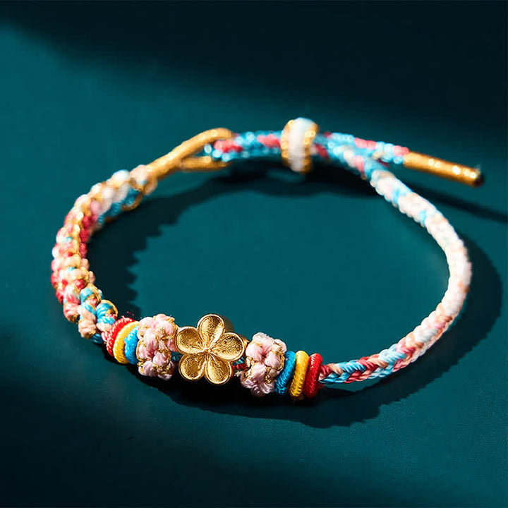 Buddha Stones Handgewebtes, mehrfarbiges Pfirsichblüten-Schutzseilarmband - image 5