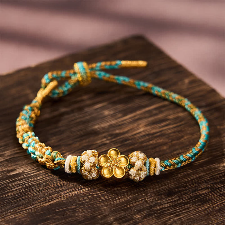 Buddha Stones Handgewebtes, mehrfarbiges Pfirsichblüten-Schutzseilarmband - Grün (Handgelenkumfang: 15-19 cm) - image 10