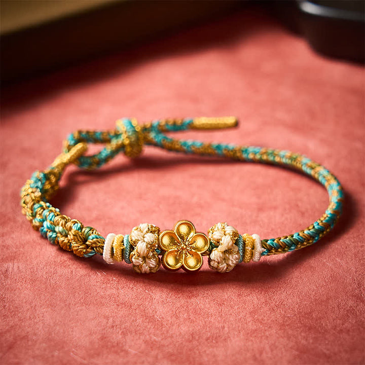 Buddha Stones Handgewebtes, mehrfarbiges Pfirsichblüten-Schutzseilarmband - image 13