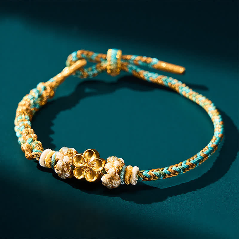 Buddha Stones Handgewebtes, mehrfarbiges Pfirsichblüten-Schutzseilarmband - image 11