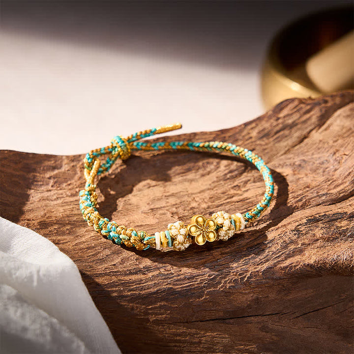 Buddha Stones Handgewebtes, mehrfarbiges Pfirsichblüten-Schutzseilarmband - image 15