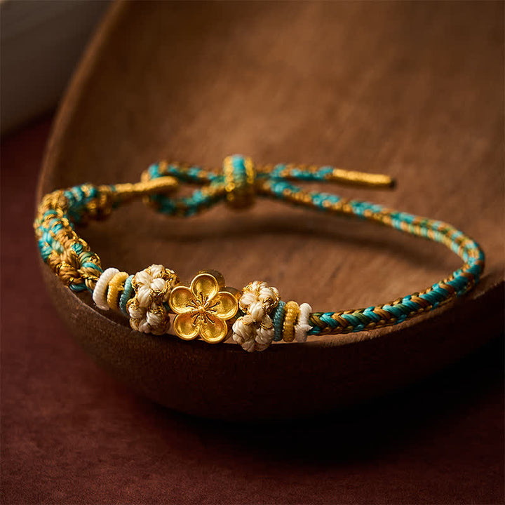 Buddha Stones Handgewebtes, mehrfarbiges Pfirsichblüten-Schutzseilarmband - image 14