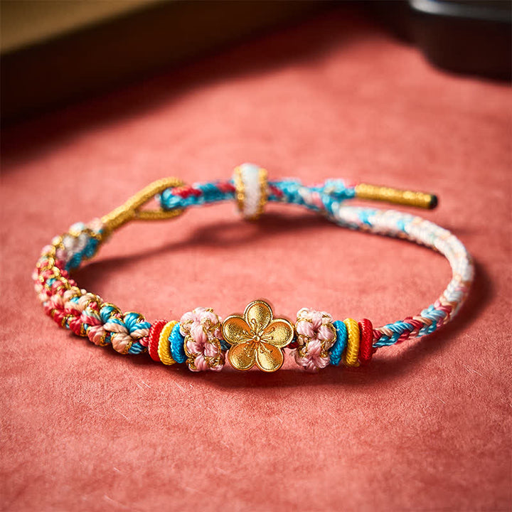 Buddha Stones Handgewebtes, mehrfarbiges Pfirsichblüten-Schutzseilarmband - image 3