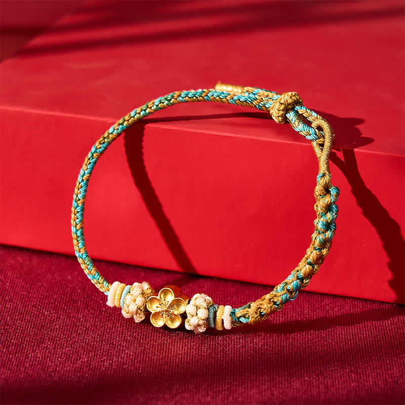 Buddha Stones Handgewebtes, mehrfarbiges Pfirsichblüten-Schutzseilarmband - image 12
