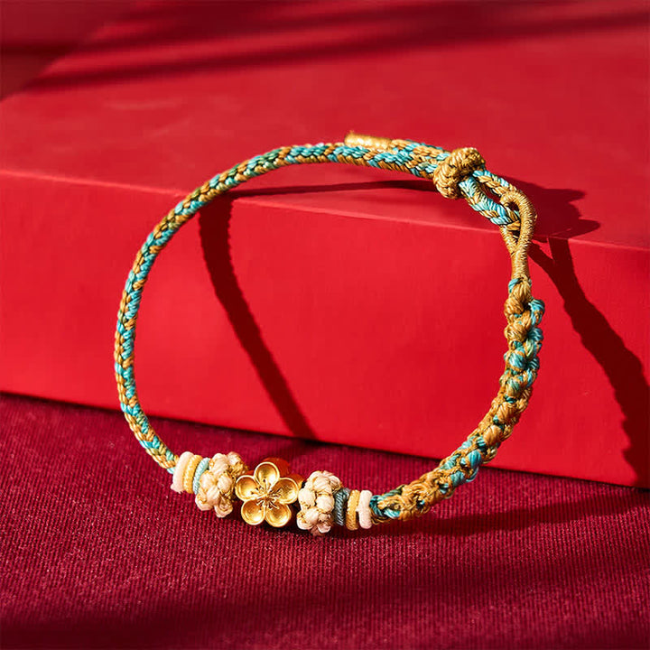 Buddha Stones Handgewebtes, mehrfarbiges Pfirsichblüten-Schutzseilarmband - image 12