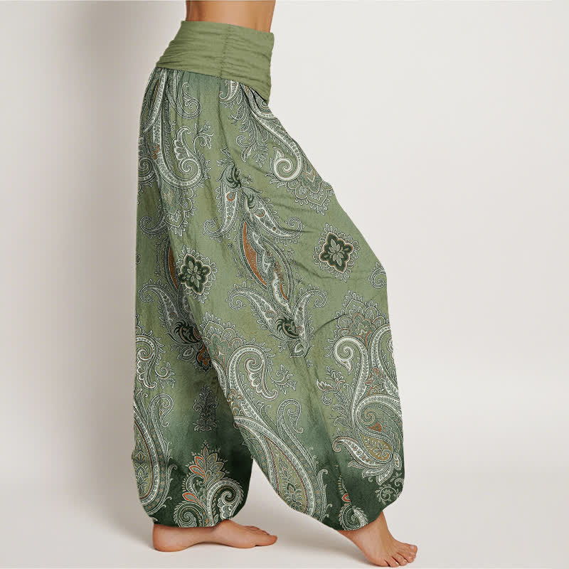 Buddha Stones Baumwoll-Haremshose mit Vintage-Paisley-Mosaikmuster und elastischem Bund für Damen - image 6