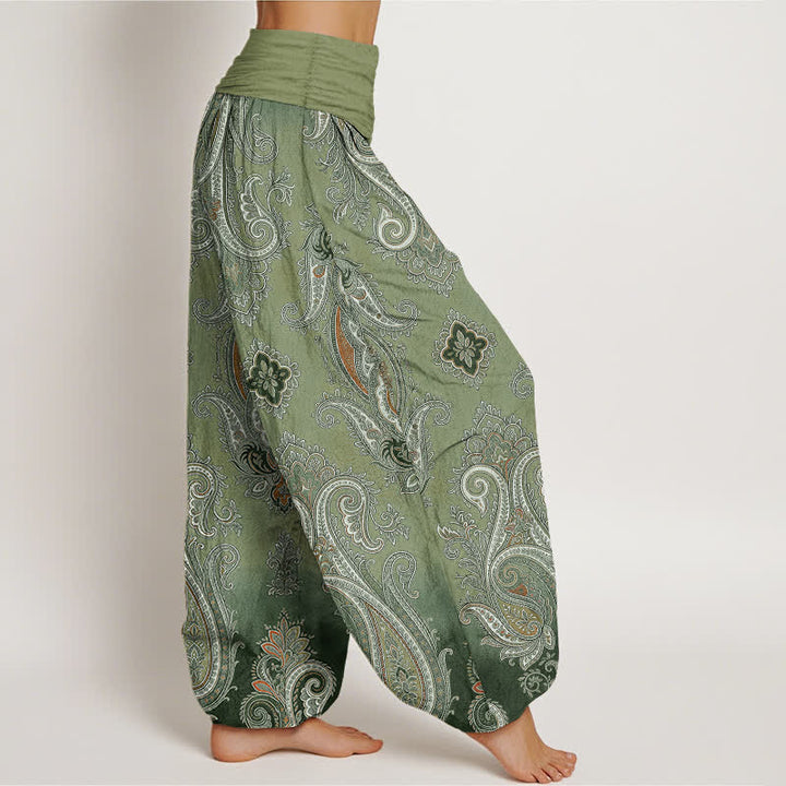 Buddha Stones Baumwoll-Haremshose mit Vintage-Paisley-Mosaikmuster und elastischem Bund für Damen - image 6