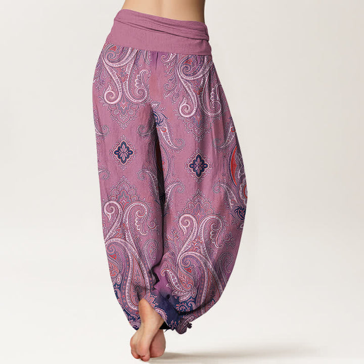 Buddha Stones Baumwoll-Haremshose mit Vintage-Paisley-Mosaikmuster und elastischem Bund für Damen - image 10