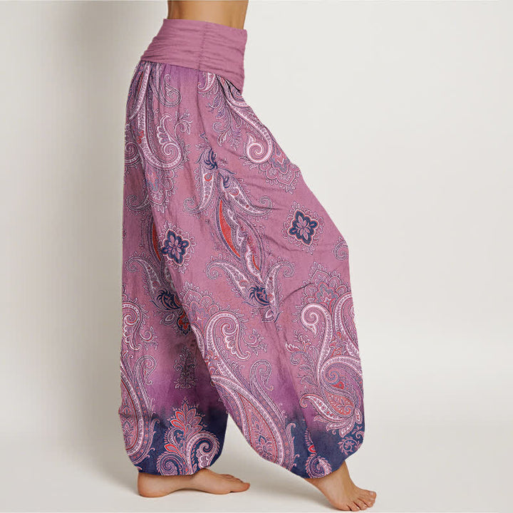 Buddha Stones Baumwoll-Haremshose mit Vintage-Paisley-Mosaikmuster und elastischem Bund für Damen - image 9