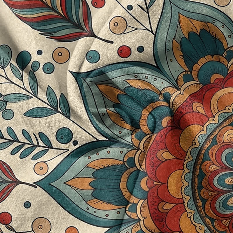 Buddha Stones Elegante Damenhose aus reiner Baumwolle mit floralem Boho-Muster, elastischem Bund und Taschen - image 2