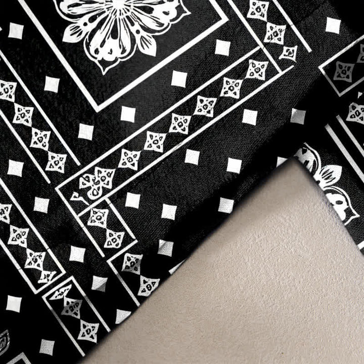 Buddha Stones Damenhose aus reiner Baumwolle mit Vintage-Bandana-Patchworkmuster, elastischem Bund und Taschen - image 2