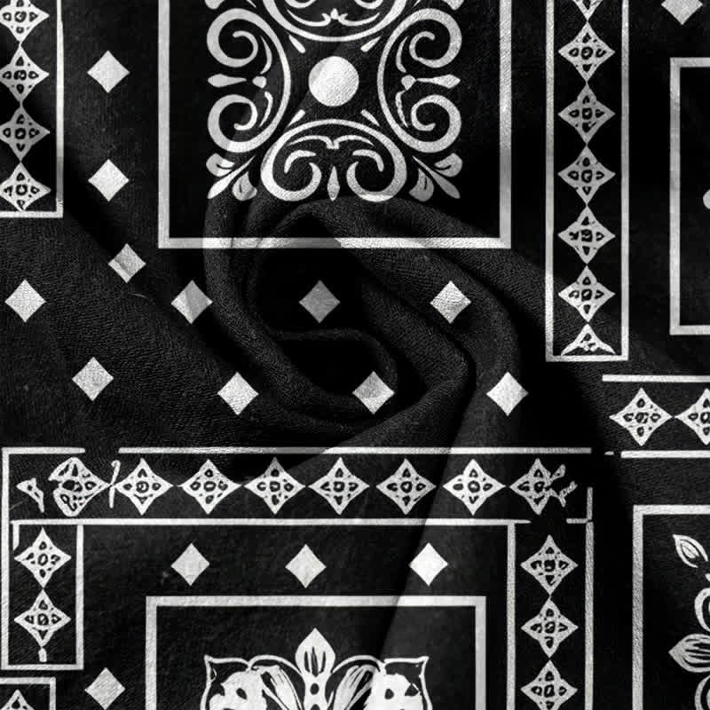 Buddha Stones Damenhose aus reiner Baumwolle mit Vintage-Bandana-Patchworkmuster, elastischem Bund und Taschen - image 3
