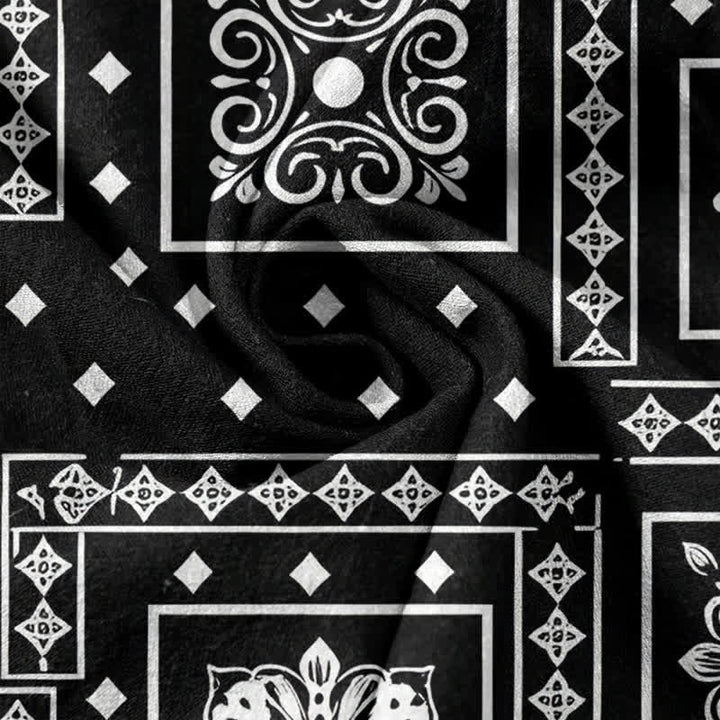 Buddha Stones Damenhose aus reiner Baumwolle mit Vintage-Bandana-Patchworkmuster, elastischem Bund und Taschen - image 3