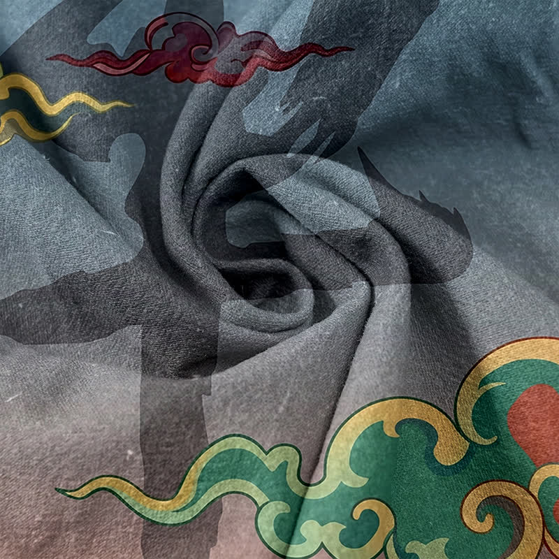 Buddha Stones Damenhose aus reiner Baumwolle mit traditionellem Wolkenmuster, elastischem Bund und Taschen - image 2