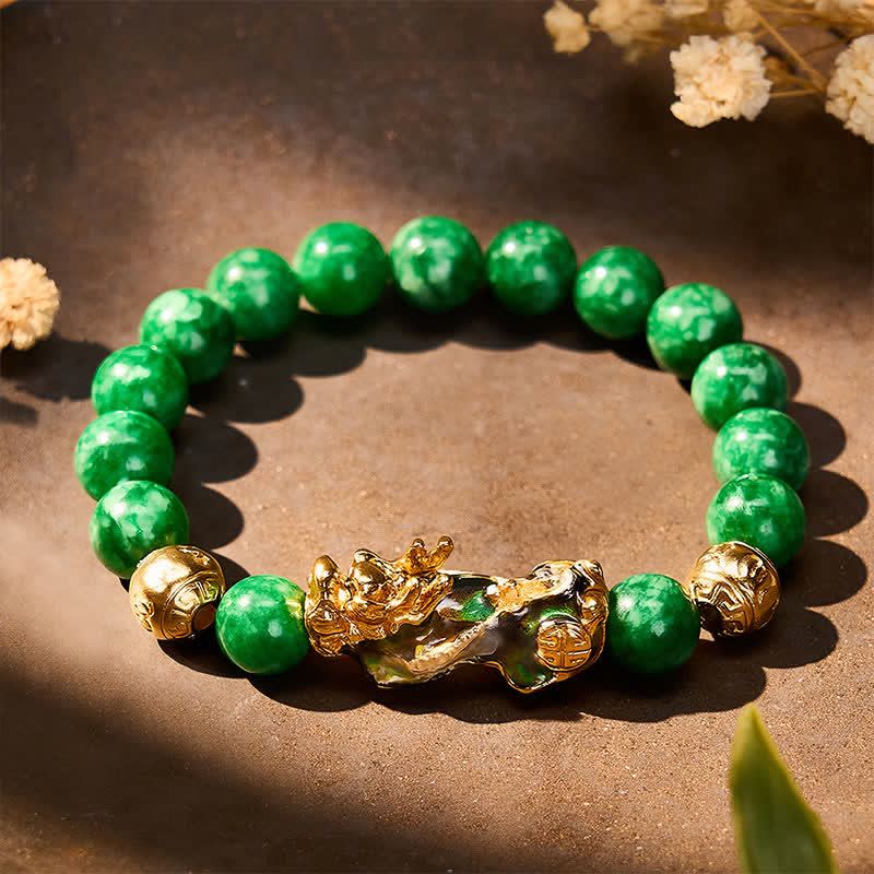 Buddha Stones PiXiu-Heilarmband aus natürlichem cyanfarbenem Jadeperlen mit Farbwechsel - image 1