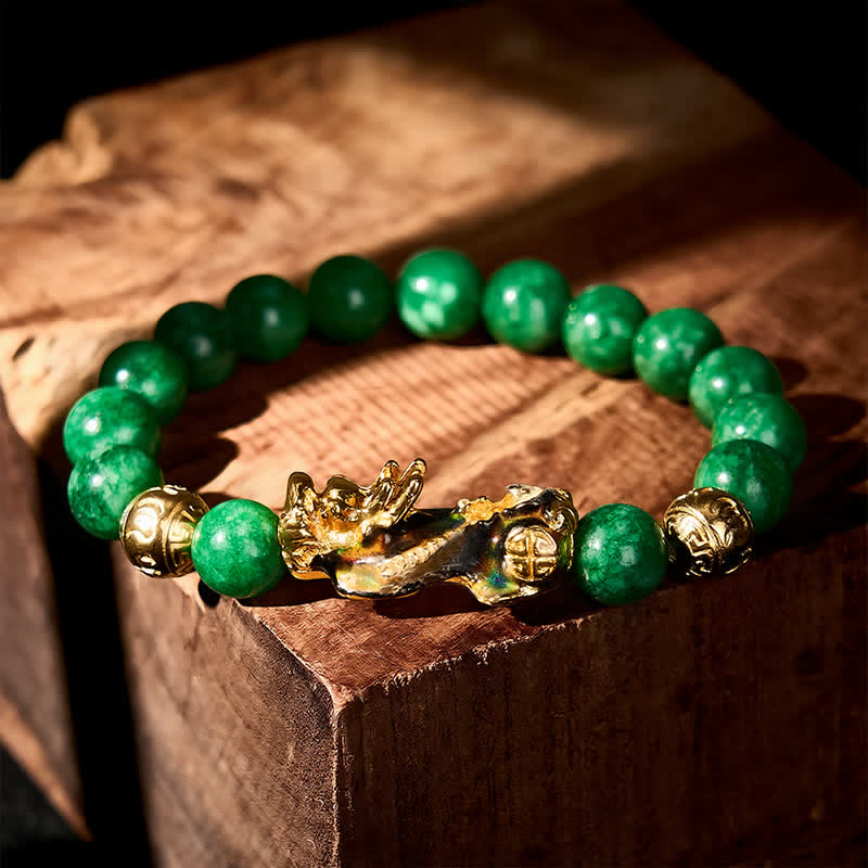 Buddha Stones PiXiu-Heilarmband aus natürlichem cyanfarbenem Jadeperlen mit Farbwechsel - image 2