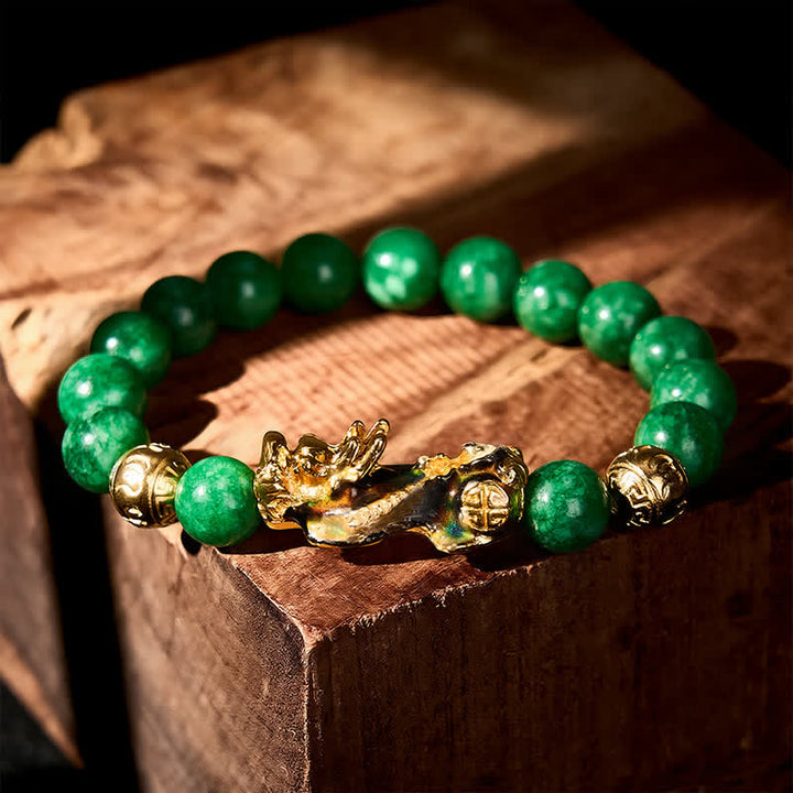 Buddha Stones PiXiu-Heilarmband aus natürlichem cyanfarbenem Jadeperlen mit Farbwechsel - image 2