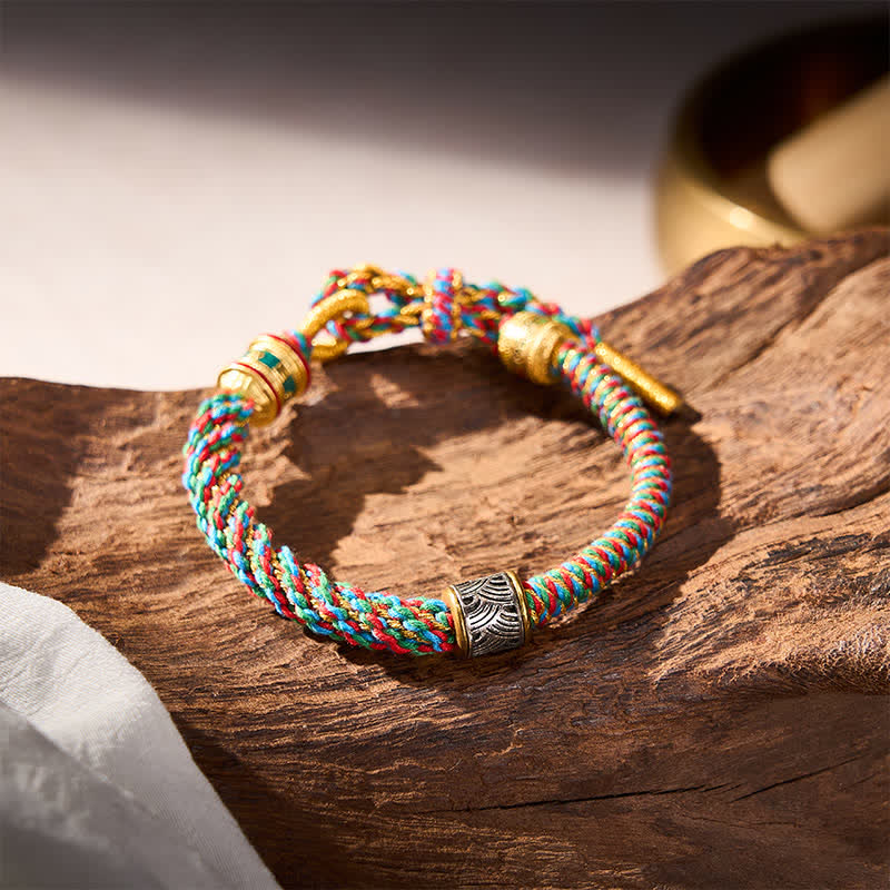 Buddha Stones Handgewebtes Om Mani Padme Hum Fünf Elemente Wuxing Weisheit Tibetisches Flechtarmband - image 4