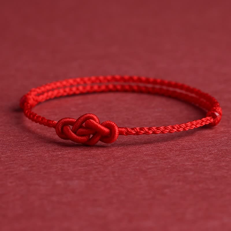 Buddha Stones Minimalistisches rotes Armband/Fußkettchen mit chinesischer Knotentechnik – Symbol für Wohlstand - image 9