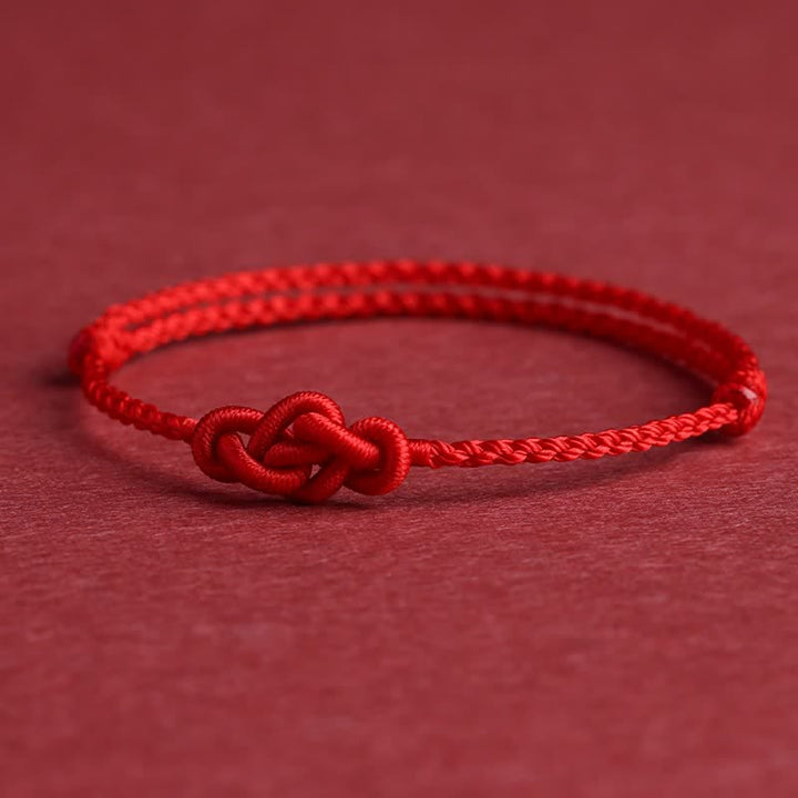 Buddha Stones Minimalistisches rotes Armband/Fußkettchen mit chinesischer Knotentechnik – Symbol für Wohlstand - image 9