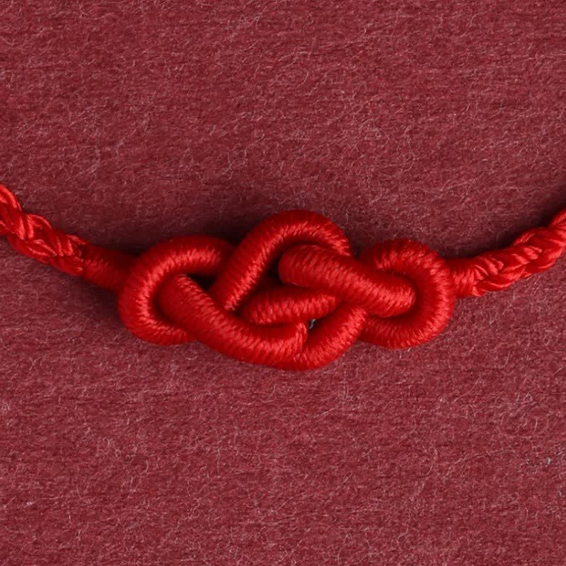 Buddha Stones Minimalistisches rotes Armband/Fußkettchen mit chinesischer Knotentechnik – Symbol für Wohlstand - image 11